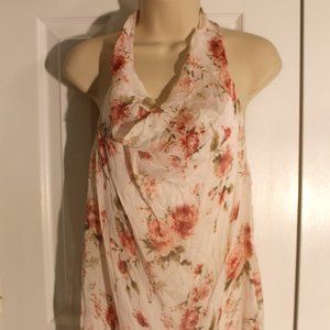 Keysha Made In Italy 100% Silk Floral Print Sleeveless Blouse, size S